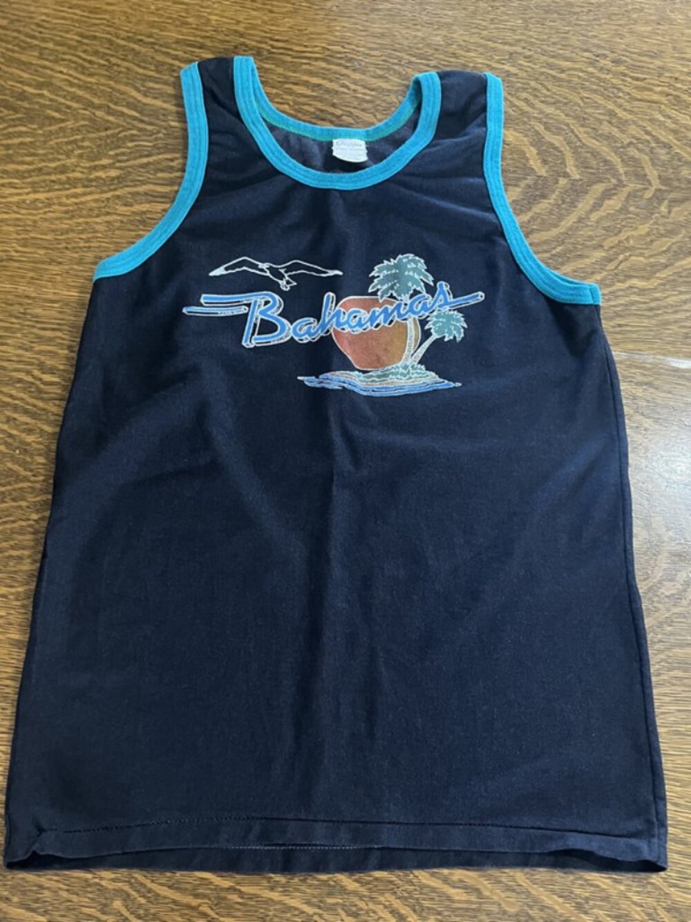 Nassau Bahamas Large Black Mens VINTAGE Tank Top VTG